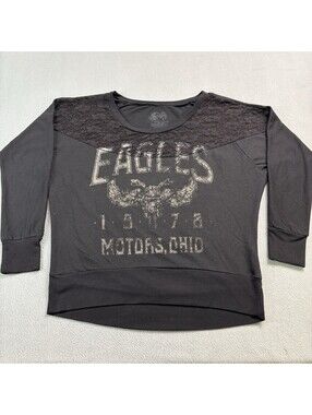 Stranded Eagles Motors Lace Long Sleeve Shirt Size Medium Black